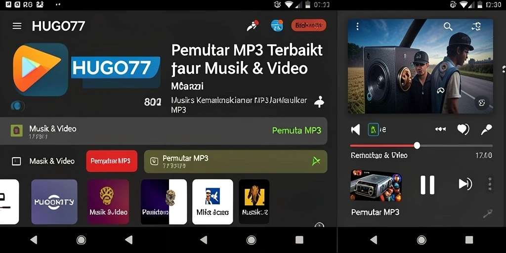 Antarmuka HUGO77 yang sederhana dan menarik untuk pemutar MP3.