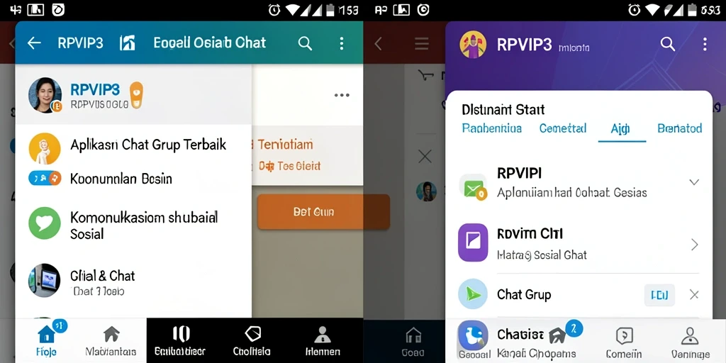 Screenshot RPVIP3 menampilkan antarmuka Chat Grup yang interaktif.