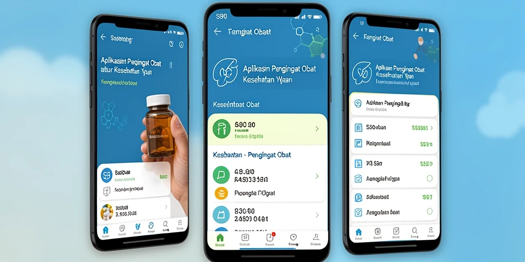 Antarmuka S80 menampilkan pengingat obat dan informasi kesehatan.