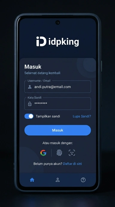 Tampilan halaman login idpking
